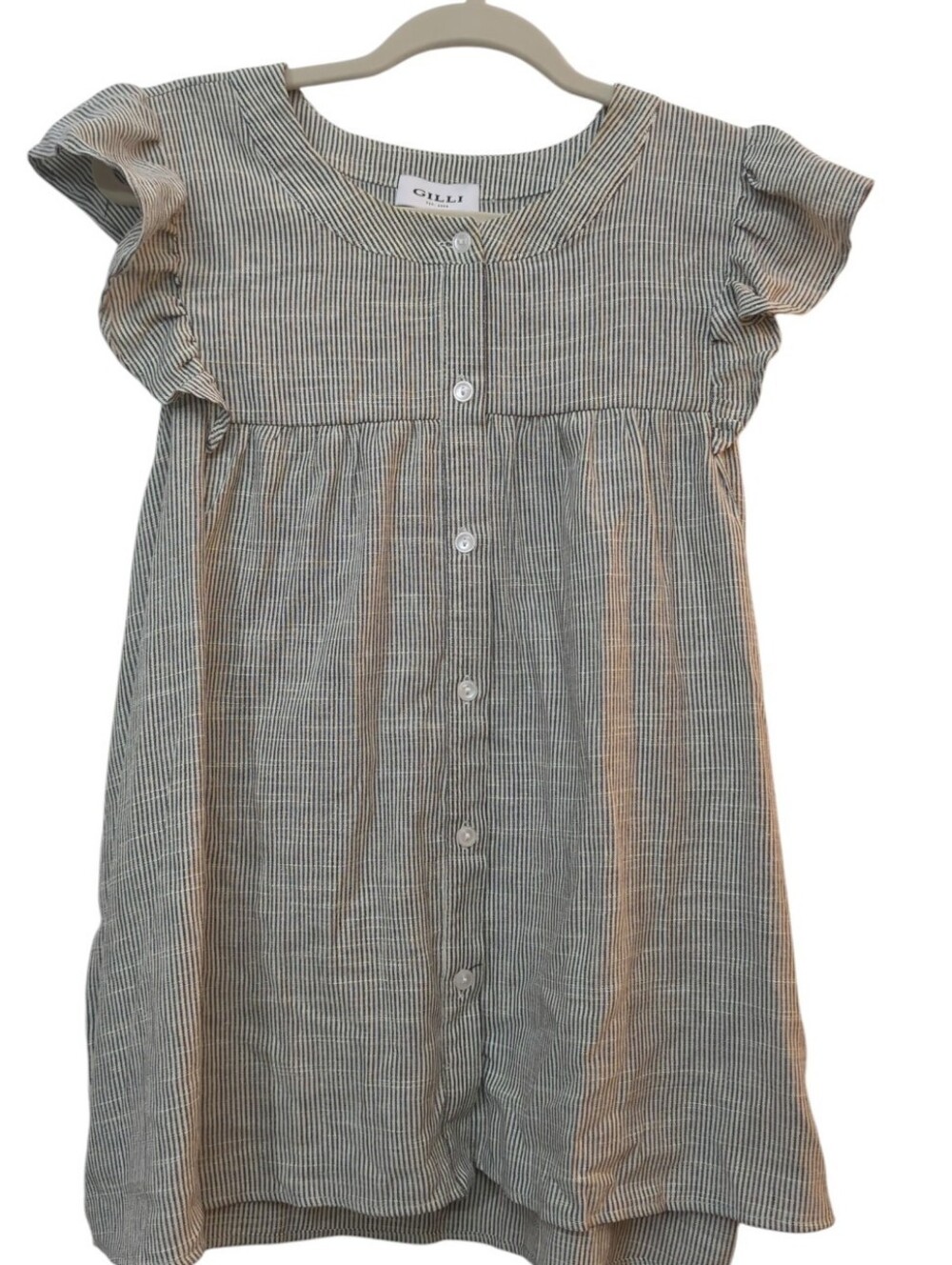 Gilli Striped Flutter Sleeve Top 2X NWT Babydoll Blouse Coastal Boho Coquette